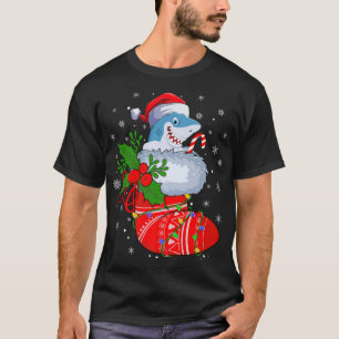 Camiseta El Pescado De Tiburón En Los Navidades Saquea A Sa