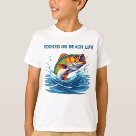 Camiseta El pescado enganchado en la vida de playa