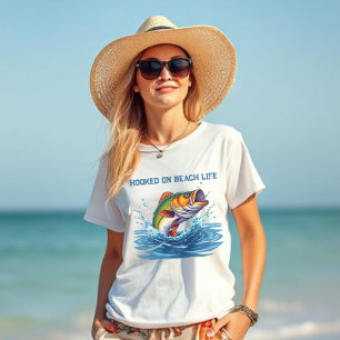 Camiseta El pescado enganchado en la vida de playa