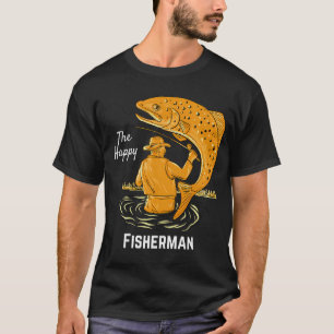 Camiseta El pescador feliz gran diseño de pesca
