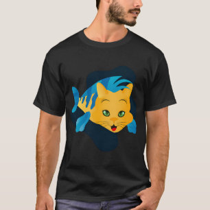 Camiseta El pez amarillo que acompaña a la sirena, gato