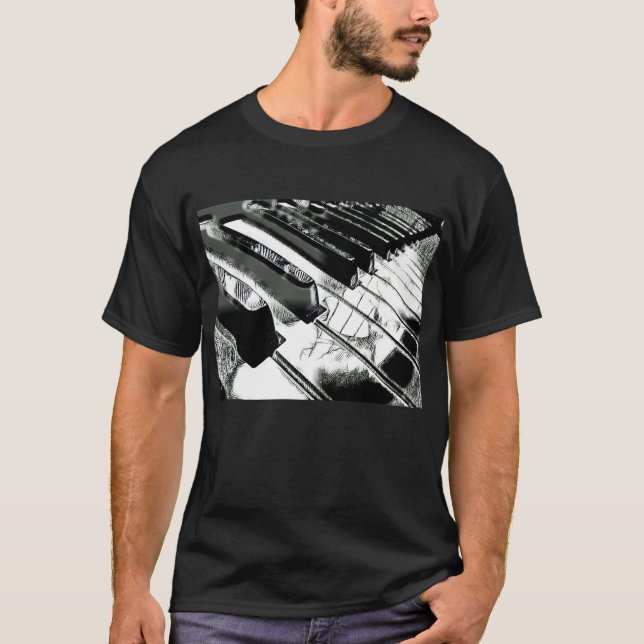 Camiseta El piano cierra negro del regalo de la música del (Anverso)