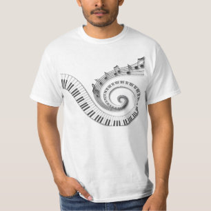 Camiseta El piano cierra notas de la música
