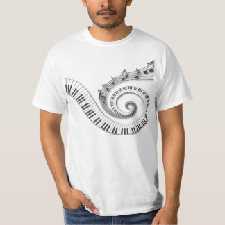 Camiseta El piano cierra notas de la música