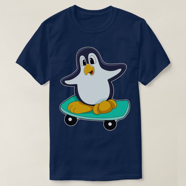 Camiseta El pingüino como patinador en el Skateboard (Diseño del anverso)