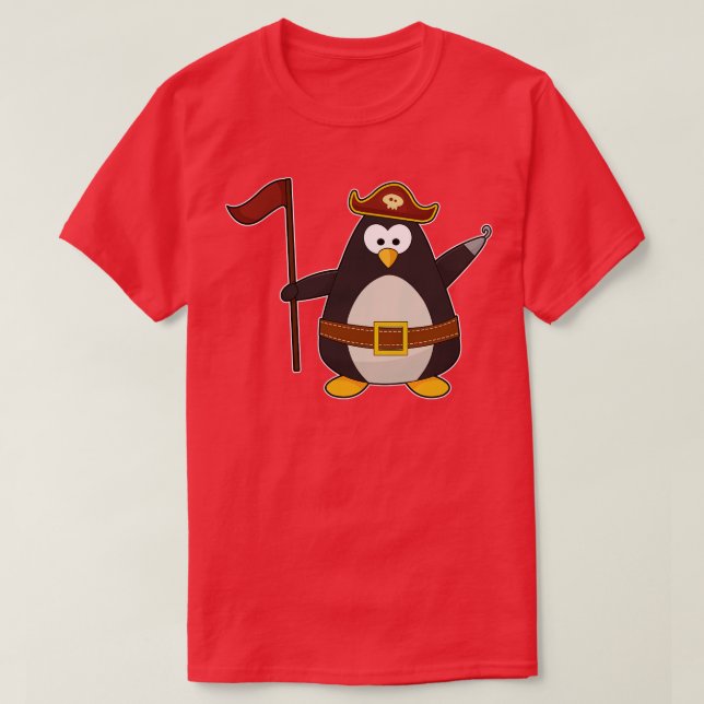 Camiseta El pingüino como pirata con el cinturón pirata gor (Diseño del anverso)