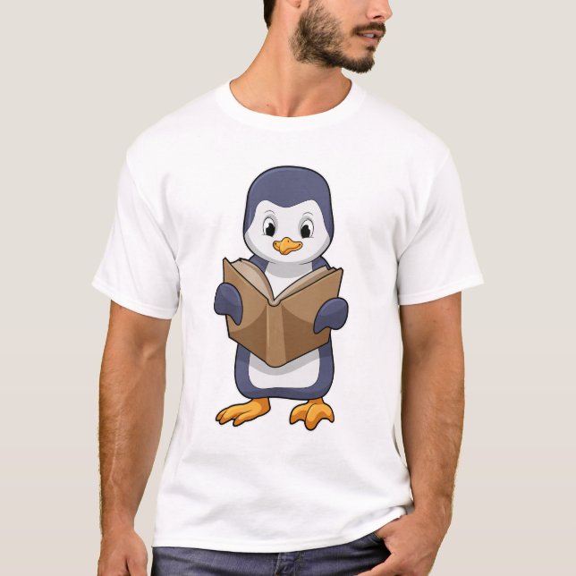 Camiseta El pingüino está nervioso con el libro (Anverso)