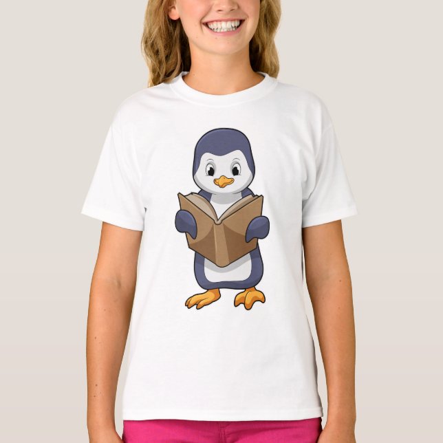 Camiseta El pingüino está nervioso con el libro (Anverso)