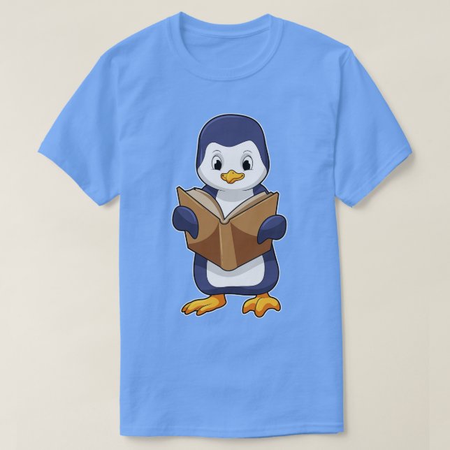 Camiseta El pingüino está nervioso con el libro (Diseño del anverso)