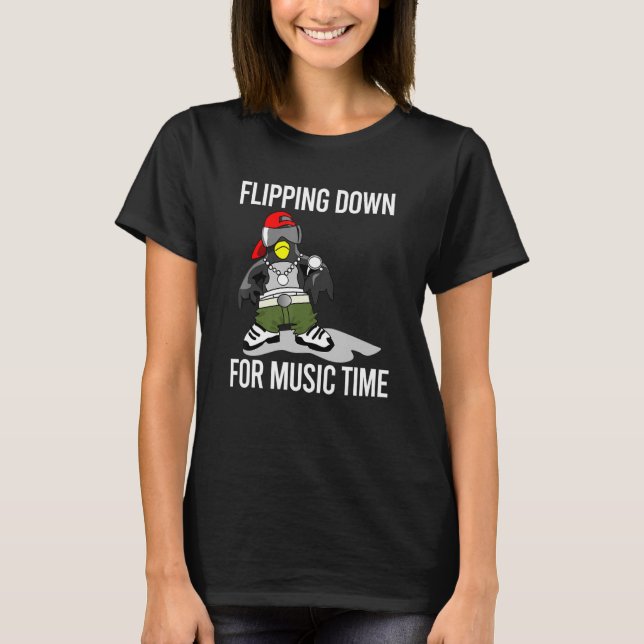 Camiseta El Pingüino Flipping For Music Time Rock And Roll (Anverso)