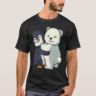 Camiseta El Pingüino Y El Oso Polar Abordan A Las Mujeres