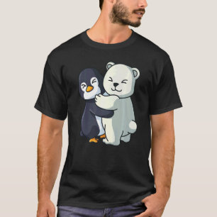 Camiseta El Pingüino Y El Oso Polar Abordan A Las Mujeres