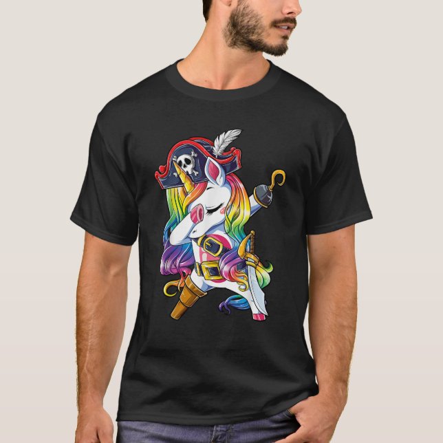 Camiseta El pirata Dabbing Unicorn Jolly Roger Costume niño (Anverso)