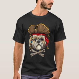 Camiseta El pirata de perros Shih Tzu Jolly Roger Flag Cros