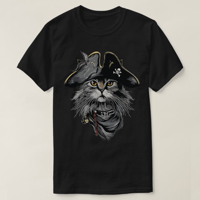 Camiseta El Pirata Del Gato Habla Como Un Pirata (Diseño del anverso)