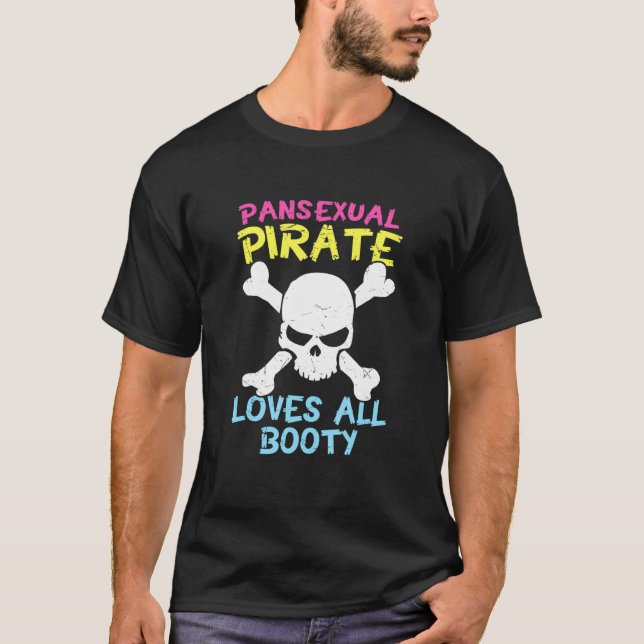 Camiseta El Pirata Pansexual Retro Ama A Todos Los Barcos C (Anverso)