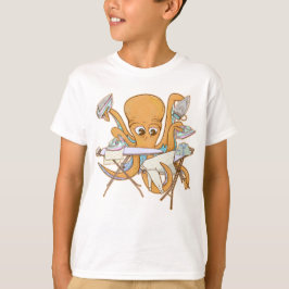 Camiseta El planchado de pulpo, abrumado por las tareas.