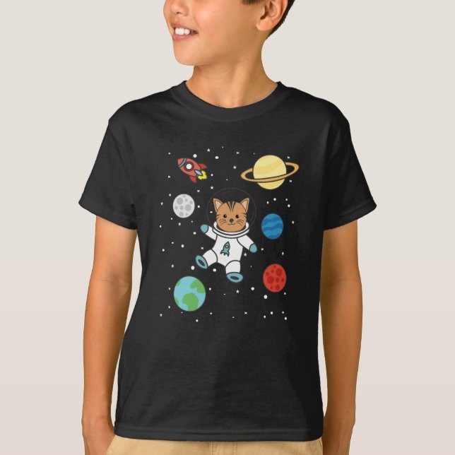 Camiseta El planeta gato astronauta Tierra marea el espacio (Anverso)