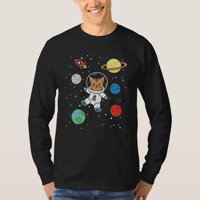 Camiseta El planeta gato astronauta Tierra marea el espacio (Anverso)