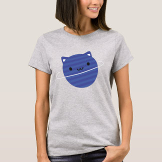 Camiseta El planeta gato Kawaii en el espacio