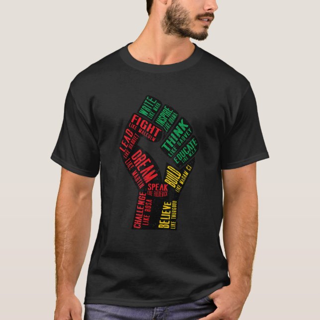Camiseta El poder negro puño Inspiradores líderes negros ne (Anverso)