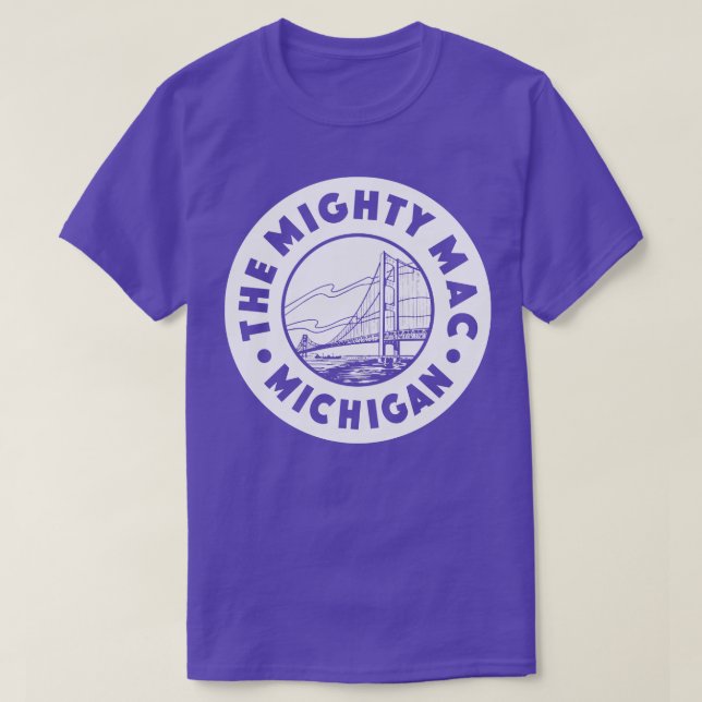 Camiseta El poderoso Mac Michigan Círculo Blanco (Diseño del anverso)