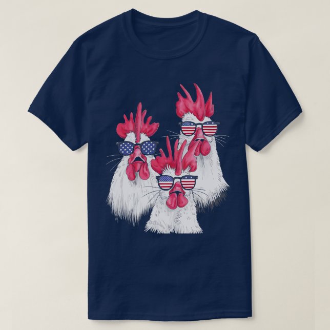 Camiseta El pollo con bandera de EE.UU. Amantes divertidos  (Diseño del anverso)