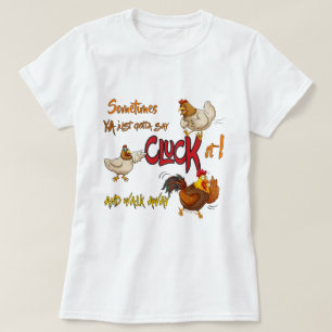 Camiseta El pollo divertido hace clic en IT diciendo