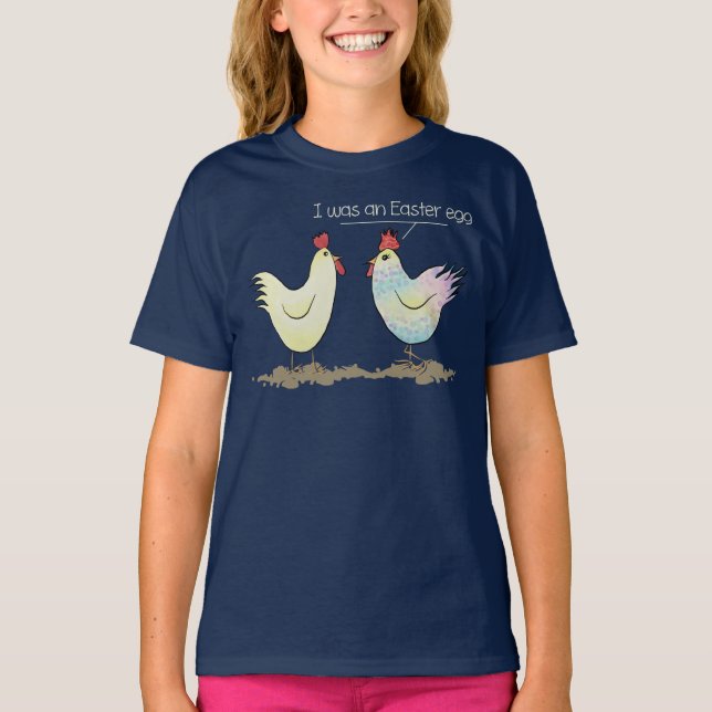 Camiseta El pollo gracioso era un Huevo de Pascua oscuro (Anverso)