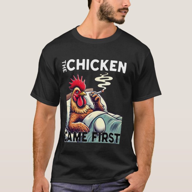 Camiseta El pollo vino primero (Anverso)