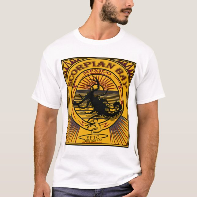 CAMISETA EL PRACTICAR SURF DE BAJA MÉXICO DE LA BAHÍA DE (Anverso)