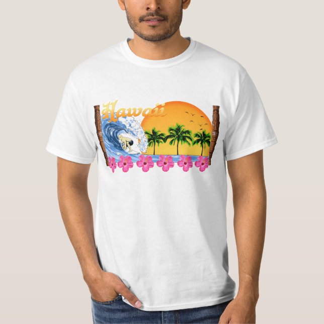 Camiseta El practicar surf hawaiano (Anverso)