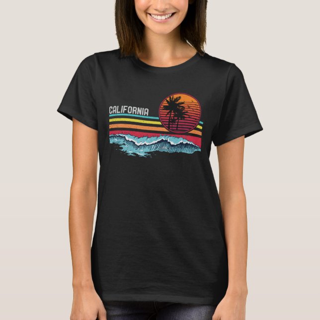 Camiseta El practicar surf retro de la onda de la puesta (Anverso)