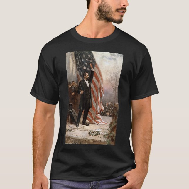 Camiseta El presidente Abraham Lincoln y la bandera estadou (Anverso)