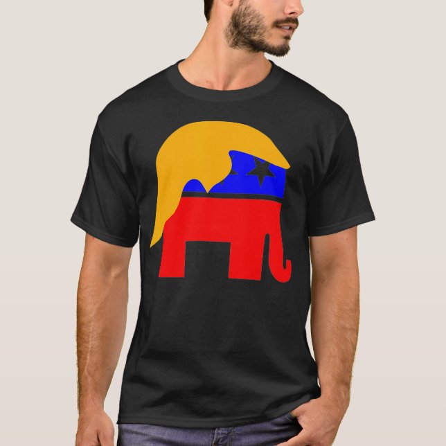 Camiseta El presidente Donald Trump y el elefante republica (Anverso)