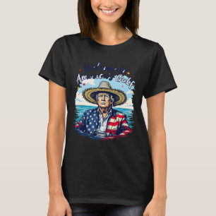 Camiseta El presidente Trump con el sombrero ante el micróf