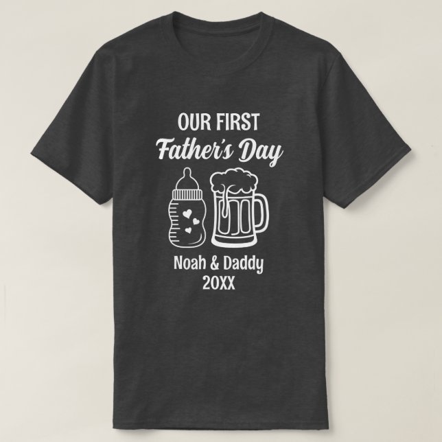 Camiseta El primer día del padre que coincide con papá y be (Diseño del anverso)