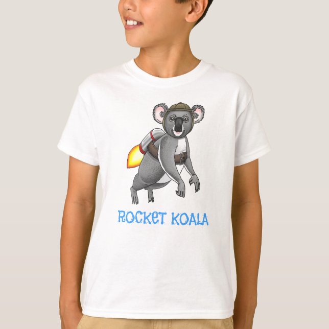 Camiseta El primer viaje en jetpack del koala cohete (Anverso)