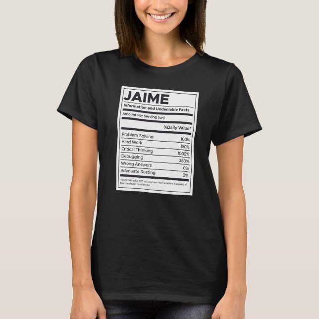 Camiseta El problema de la información sobre nutrición de J (Anverso)