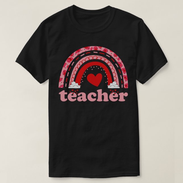 Camiseta El profesor boho arcoíris corazones día de San Val (Diseño del anverso)