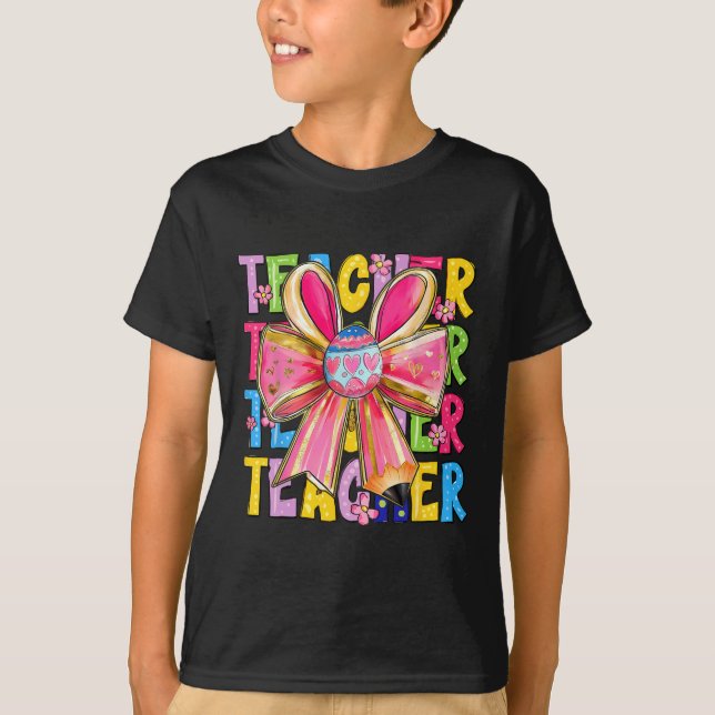 Camiseta El profesor Bunny Coquette Bow Pencil Bunny Easter (Anverso)