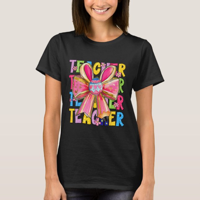 Camiseta El profesor Bunny Coquette Bow Pencil Bunny Easter (Anverso)