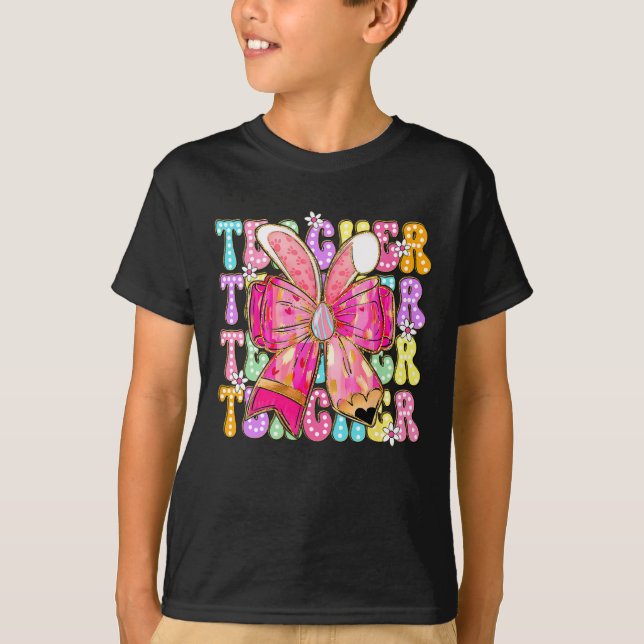 Camiseta El profesor Bunny Coquette Bow Pencil Bunny Easter (Anverso)