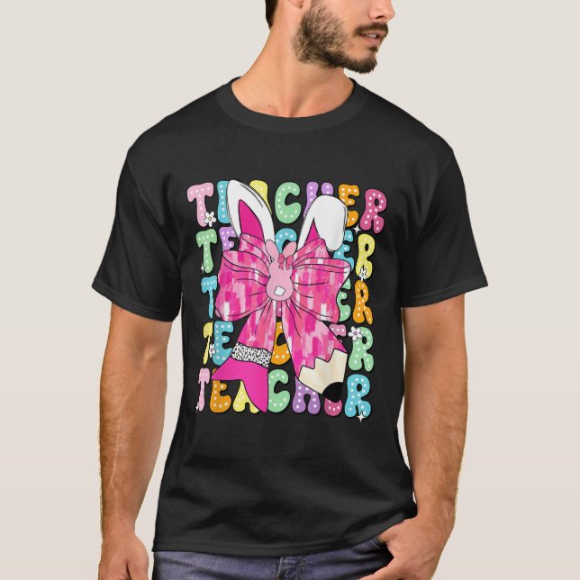 Camiseta El profesor Coquette Bow Bunny Ears Rabbit Easter  (Anverso)