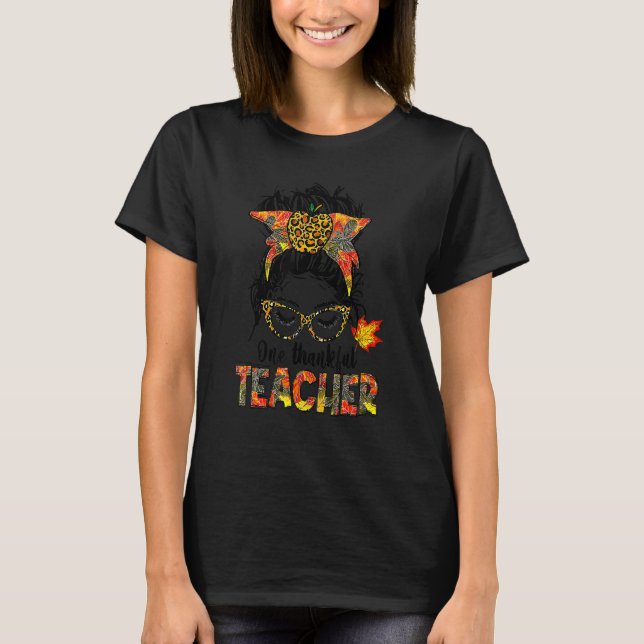 Camiseta El profesor de Acción de Gracias Messy Bun Women U (Anverso)