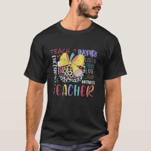 Camiseta El profesor de Apple Coquette Bow feliz primer día