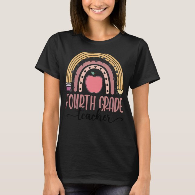 Camiseta El profesor de cuarto grado Leopard Boho Rainbow d (Anverso)