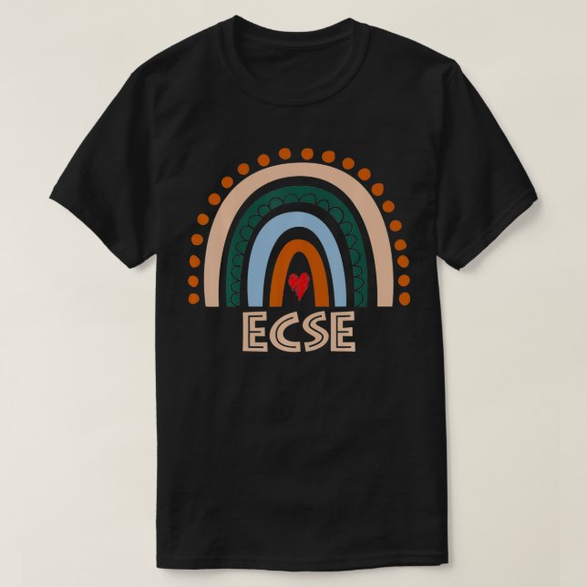 Camiseta El profesor de ECSE Boho Rainbow de vuelta al equi (Diseño del anverso)