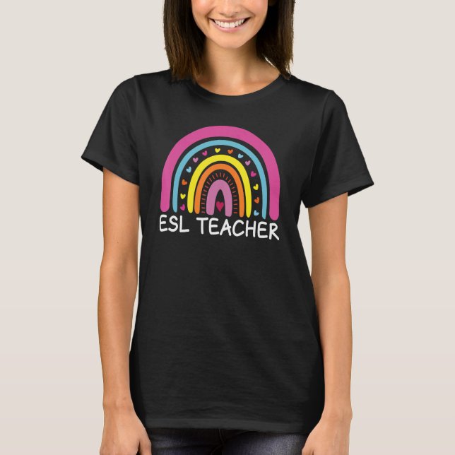 Camiseta El profesor de ESL Boho Rainbow vuelve a la escuel (Anverso)