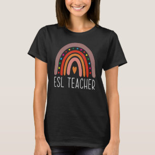 Camiseta El profesor de ESL Boho Rainbow vuelve a la escuel